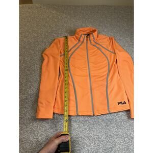 FILA Sport Women's Orange Gray Track Jacket Full Zip Thumbholes Size S